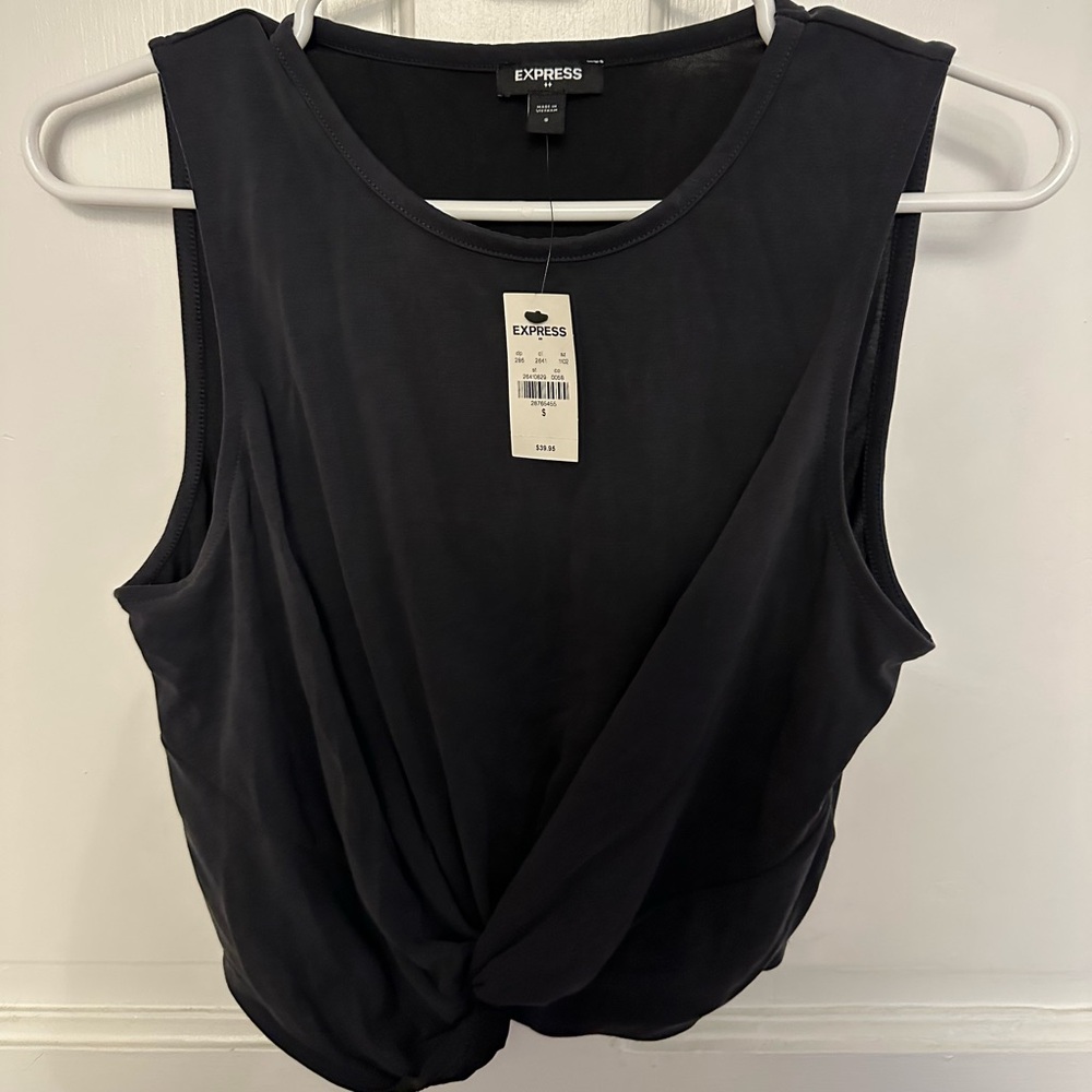 Express Black Sleeveless Tie Front Tank Top